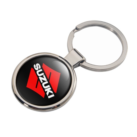Suzuki Keychain Metal Black Red White Logo Edition