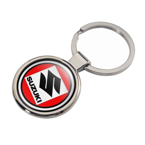 Suzuki Metal Key Ring White Red Circle Square Logo Edition