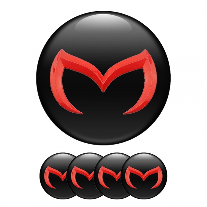 Mazda  Domed Stickers Wheel Center Cap Orange Logo