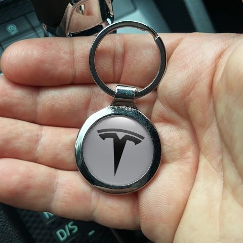Tesla Metal Fob Chain Light Grey Black Color Edition