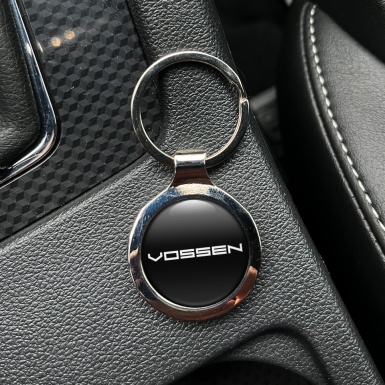 Vossen Key Chain Metal Dome Black White Clean Design