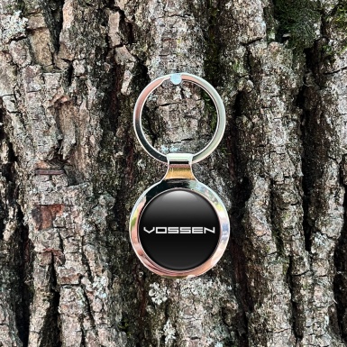 Vossen Key Chain Metal Dome Black White Clean Design