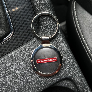 Vossen Key Chain Metal Dark Graphite Red Rectangle Design 