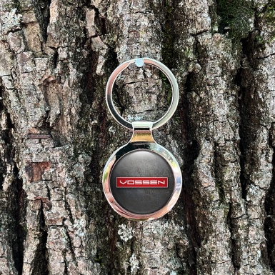 Vossen Key Chain Metal Dark Graphite Red Rectangle Design 