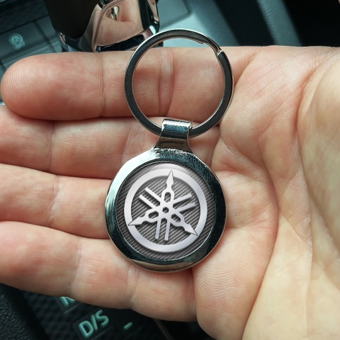 Yamaha Key Chain Metal Light Carbon Silver Ring Emblem Edition