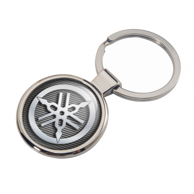 Yamaha Key Chain Metal Light Carbon Silver Ring Emblem Edition
