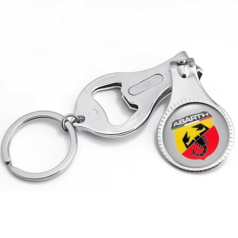 Fiat Abarth Key Ring Holder Nail Clipper Light Grey Design