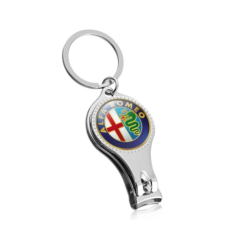 Alfa Romeo Keychain Nail Clipper Golden Ring Blue Effect Design