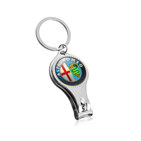 Alfa Romeo Key Fob Fingernail Clipper Blue Ring Golden Circle Design