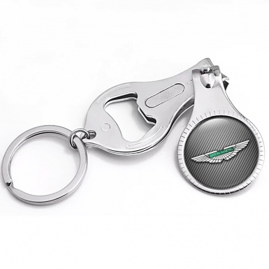 Aston Martin Key Chain Nail Clipper Dark Carbon Green Metallic Logo