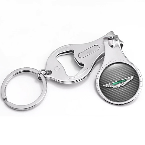 Aston Martin Key Chain Nail Clipper Dark Carbon Green Metallic Logo