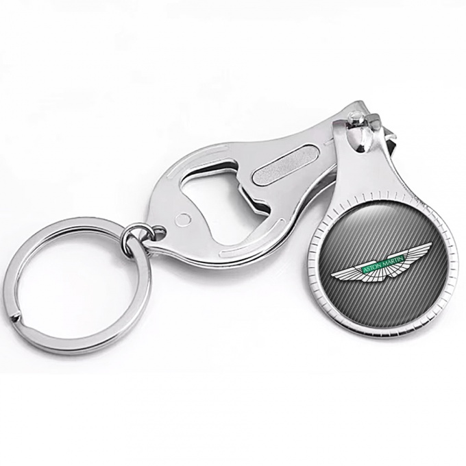 Aston Martin Key Chain Nail Clipper Dark Carbon Green Metallic Logo