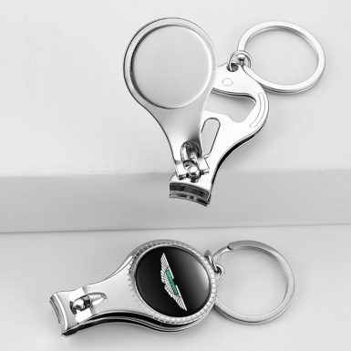 Aston Martin Key Chain Fingernail Clipper Dark Carbon Green Metallic Logo