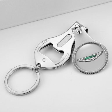 Aston Martin Key Ring Fingernail Clipper Dark Carbon Green Metallic Logo