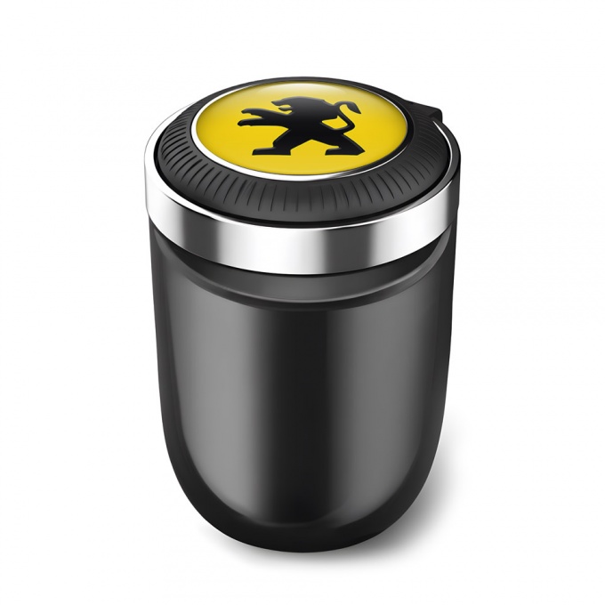 Peugeot Trash Can Ashtray Yellow Base Black Logo 