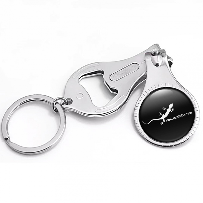 Audi Quattro Key Holder Nail Clipper Clean Black White Lizard Edition