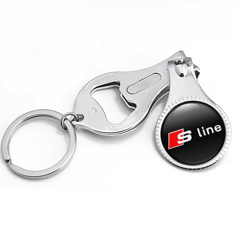 Audi S Line Key Chain Fingernail Clipper Classic Black Red Emblem Edition