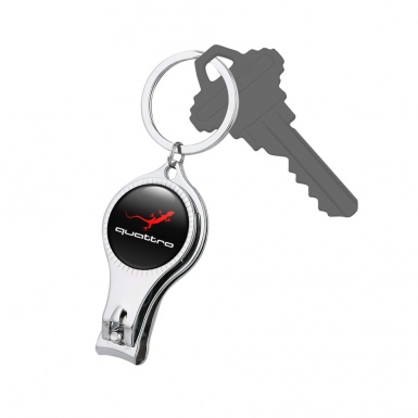 Audi Quattro Key Fob Fingernail Clipper Clean Black Red Lizard Edition White Logo