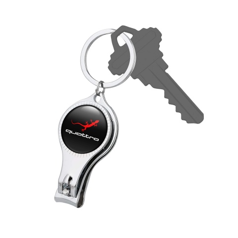 Audi Quattro Key Fob Fingernail Clipper Clean Black Red Lizard Edition White Logo