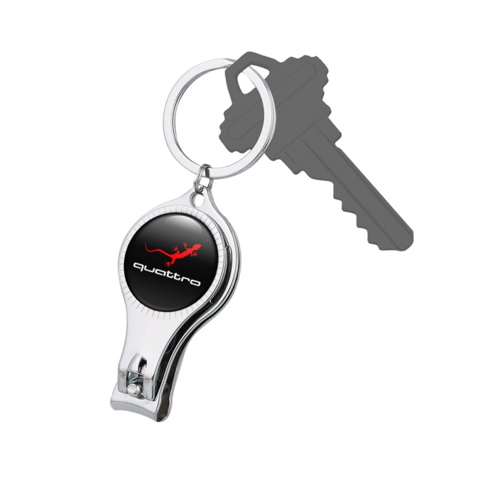 Audi Quattro Key Fob Fingernail Clipper Clean Black Red Lizard Edition White Logo