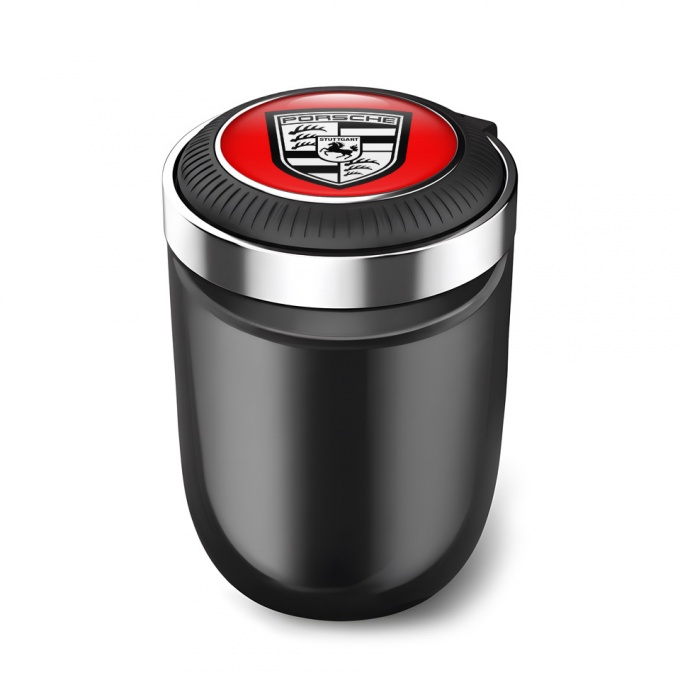 Porsche Ashtray Logo Container for Cigarette LED Red Motive Design 
