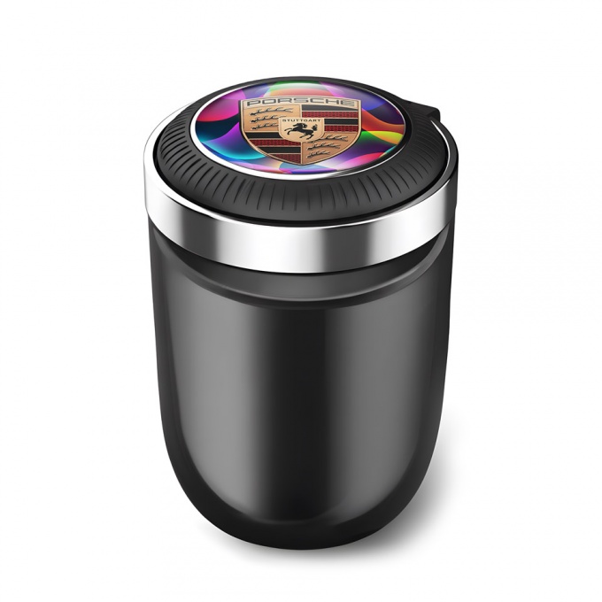 Porsche Trash Can Ashtray Colorful Logo Style