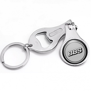 BBS Keychain Classic Black Ring Nail Trimmer Silver Effect Design