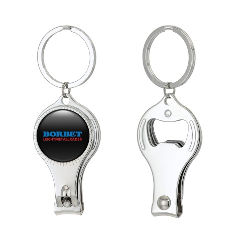 Borbet Leichtmetallrader Keychain Holder Nail Trimmer Black Classic Blue Logo