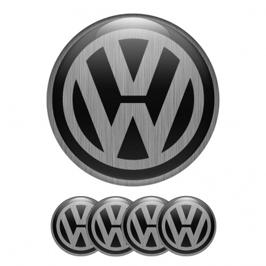 VW Volkswagen Wheel Center Cap Domed Stickers Dark Grey Steel