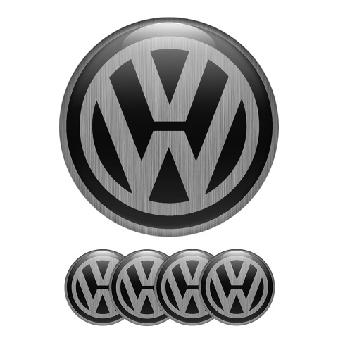 VW Volkswagen Wheel Center Cap Domed Stickers Dark Grey Steel