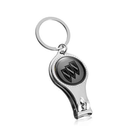 Buick Key Ring Fingernail Clipper Light Carbon Chrome Black Shields Domed Emblem