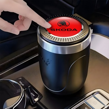 Skoda Ashtray Logo Container for Cigarette LED Red Branded