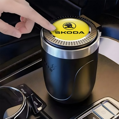 Skoda Car Ashtray for Cigarette Yellow Branded
