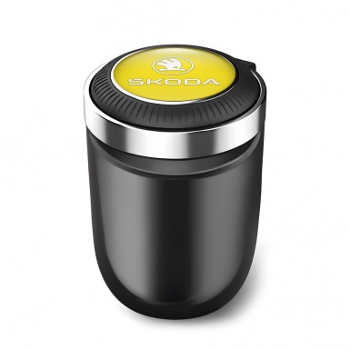 Skoda Trash Can Ashtray Yellow Logo Design