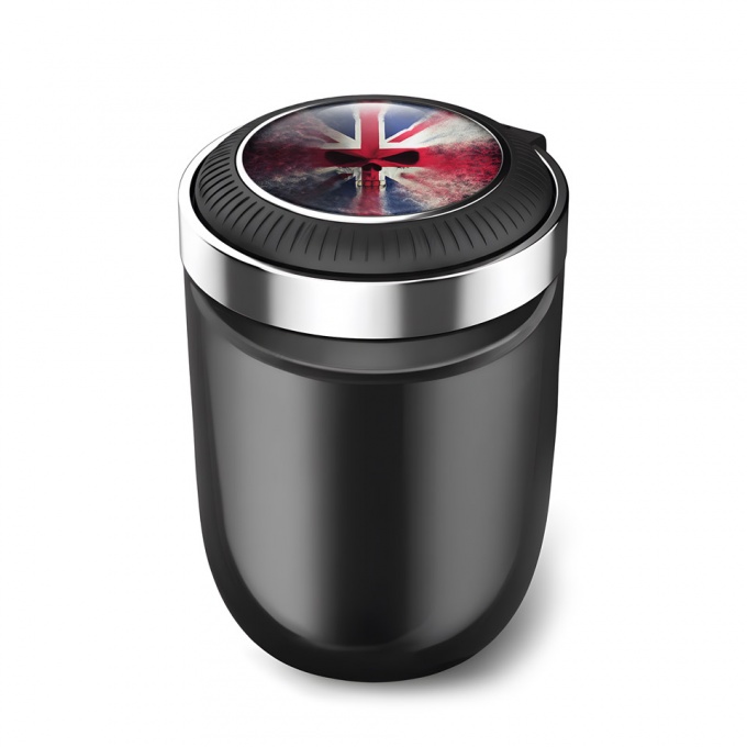 Skull Trash Can Ashtray UK Flag Motive Logo 