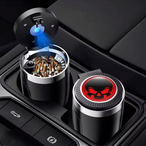 Skull Car Ashtray for Cigarette LED Light with Stylish Design 