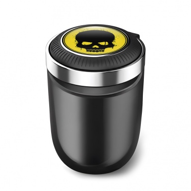 Skull Car Ashtray for Cigarette Yellow Black Design 