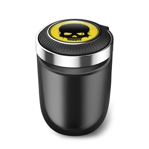Skull Car Ashtray for Cigarette Yellow Black Design 