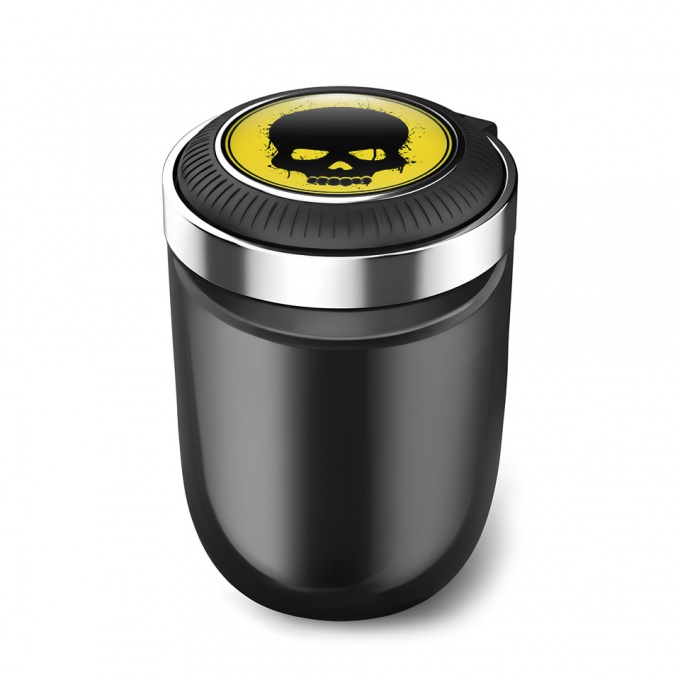Skull Car Ashtray for Cigarette Yellow Black Design 