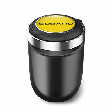 Subaru Ashtray Car Accessory Yellow Black Logo Print 
