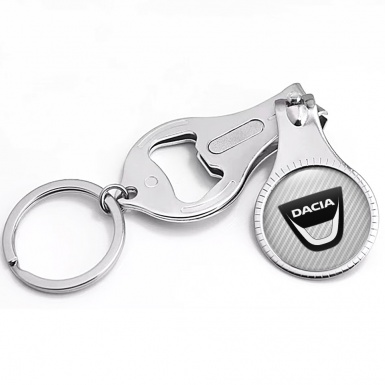 Dacia Key Fob Ring Fingernail Clipper Light Carbon Classic Black Domed Logo Edition