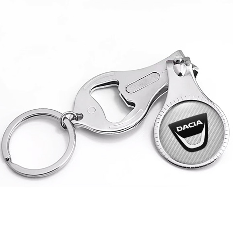 Dacia Key Fob Ring Fingernail Clipper Light Carbon Classic Black Domed Logo Edition