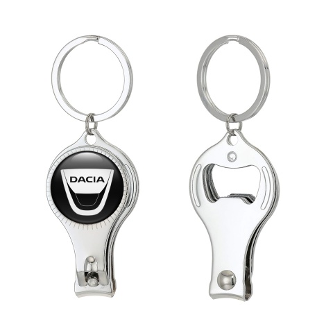 Dacia Key Chain Fingernail Clipper Classic Black White Clean Domed Logo Emblem