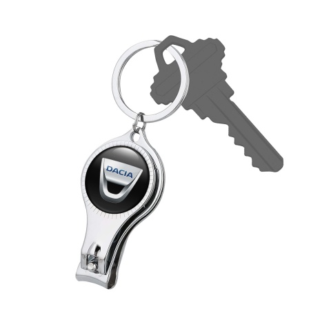 Dacia Key Ring Chain Nail Trimmer Classic Black Silver Gradient Domed Logo Design