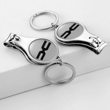 Dacia Keychain Ring Fingernail Trimmer Silver Honeycomb Black Domed Logo Design