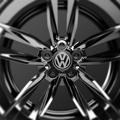 VW Volkswagen Domed Stickers Wheel Center Cap Light Grey Steel