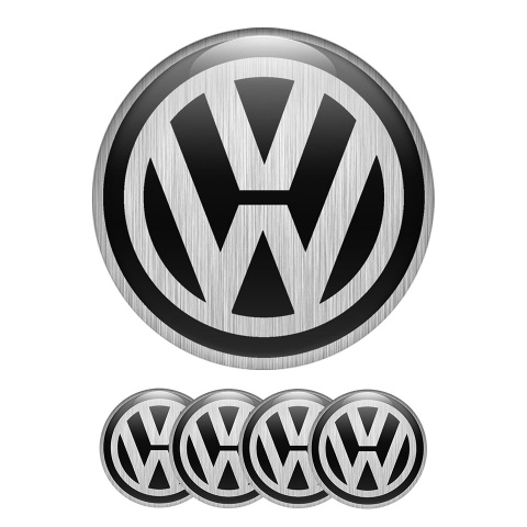 VW Volkswagen Domed Stickers Wheel Center Cap Light Grey Steel