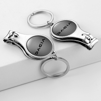 Dacia Key Chain Ring Fingernail Trimmer Light Carbon Clean Black Slogan Domed Logo Edition