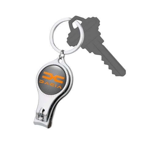 Dacia Key Ring Holder Nail Clipper Light Carbon Orange Tint Classic Domed Logo