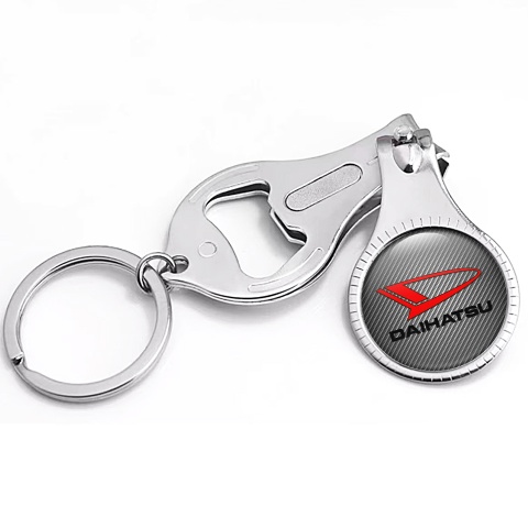 Daihatsu Key Fob Nail Clipper Light Carbon Classic Red Black Domed Emblem Edition